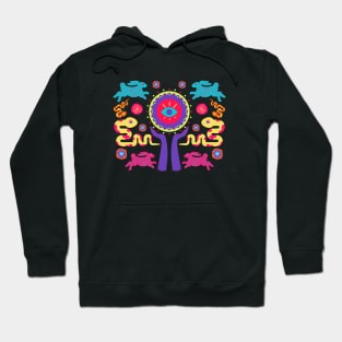 Colorful Evil Eye Symbol with Animals and Flowers Hoodie